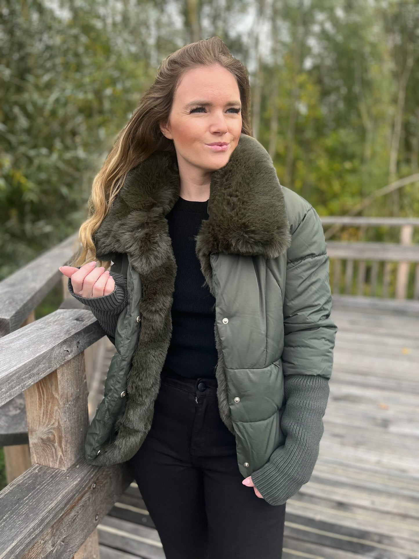 K-Design - Puffer jas met bont (B902)