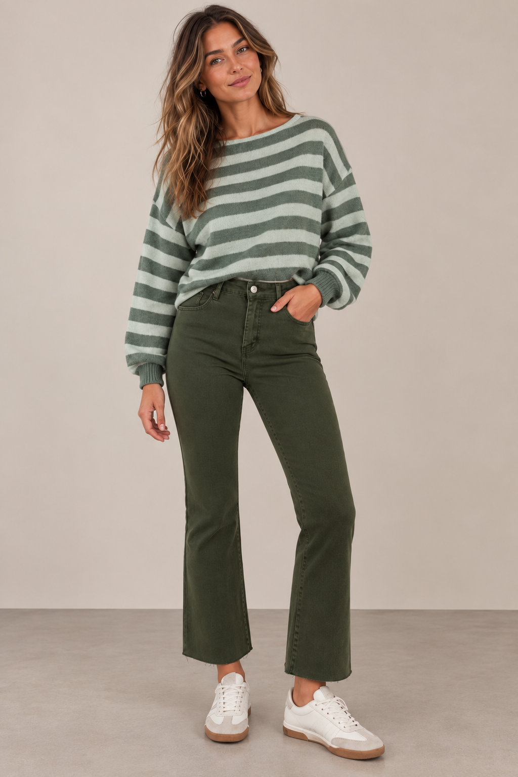 Jeansbroek Foly kaki cropped flared