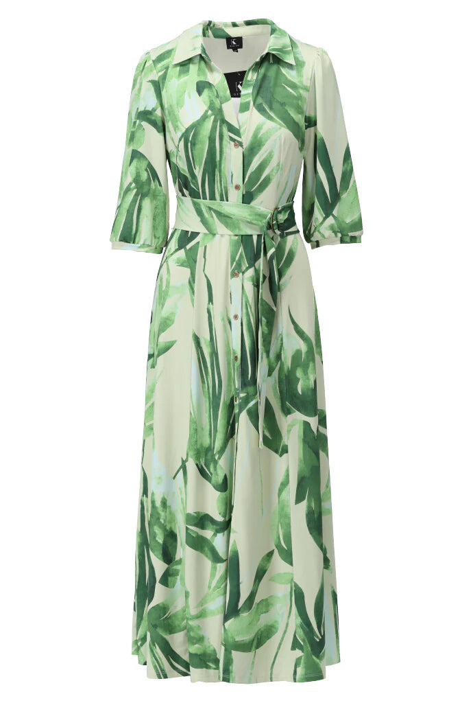 K-design - Maxi dress met print, knopen en stoffen riem (A326P941)