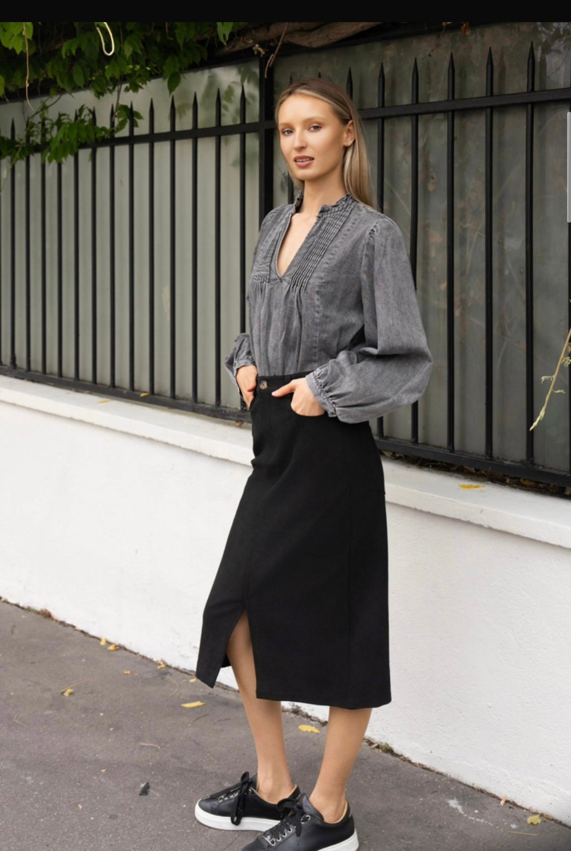 Rok Cindy zwart suède