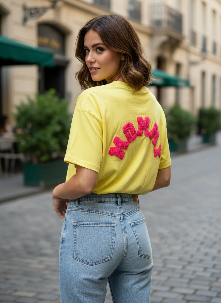 T-shirt Mia geel mommy