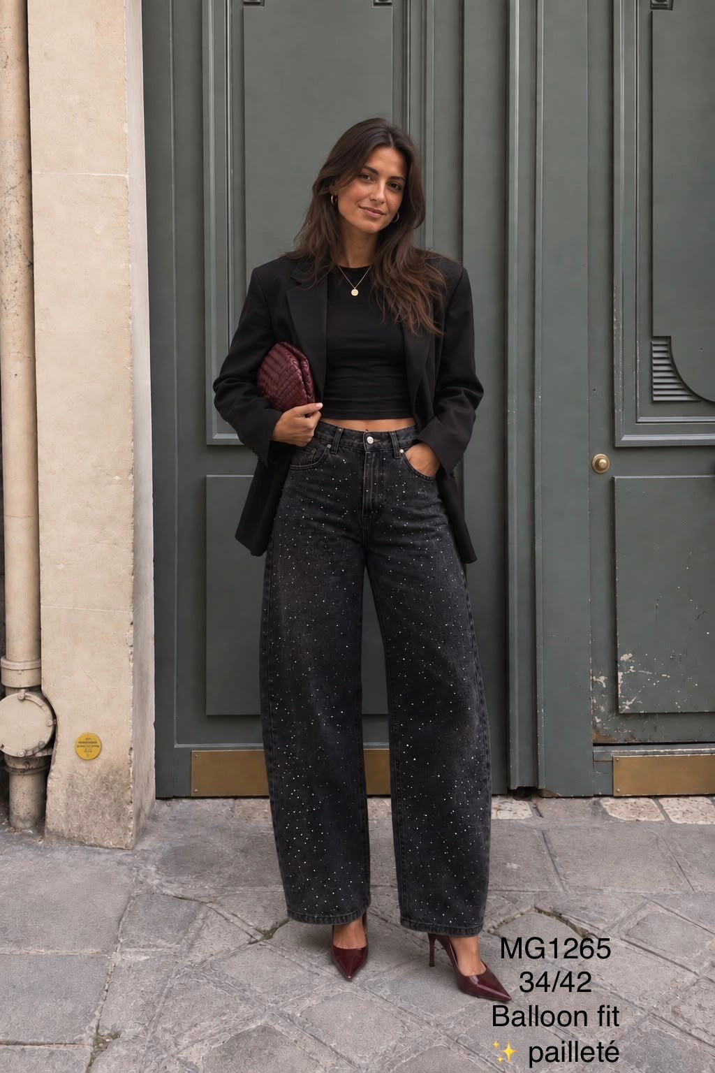 Jeans Marina zwart glitter