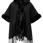 K-Design - Poncho met bont-look boorden (B910)