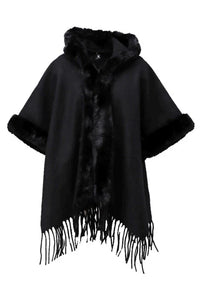 K-Design - Poncho met bont-look boorden (B910)