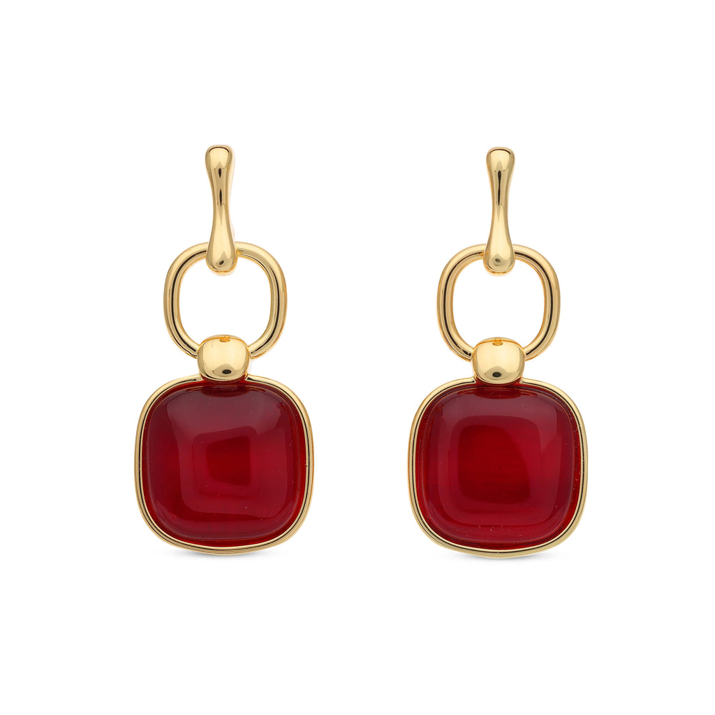 Oorbellen BE jewels goudkleurig bordeaux 0262