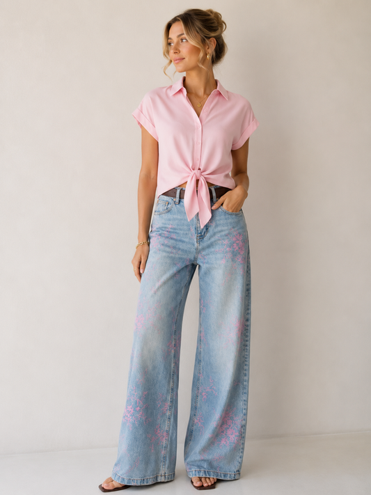 Jeansbroek Greta roos