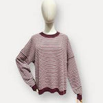 Pull L Bordeaux gestreept