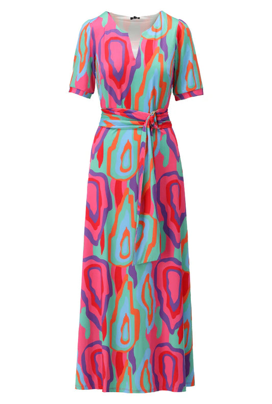 K-design - Maxi dress met print en stoffen riem (A304P937