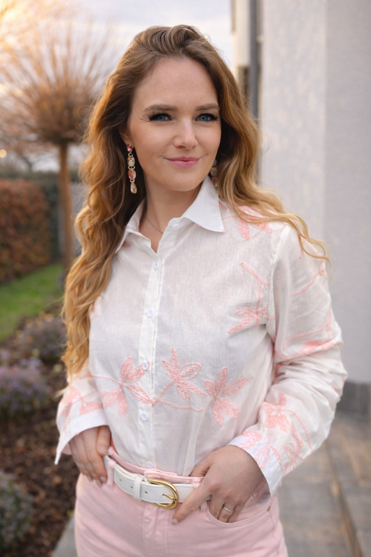 Hemd Clara wit/roze