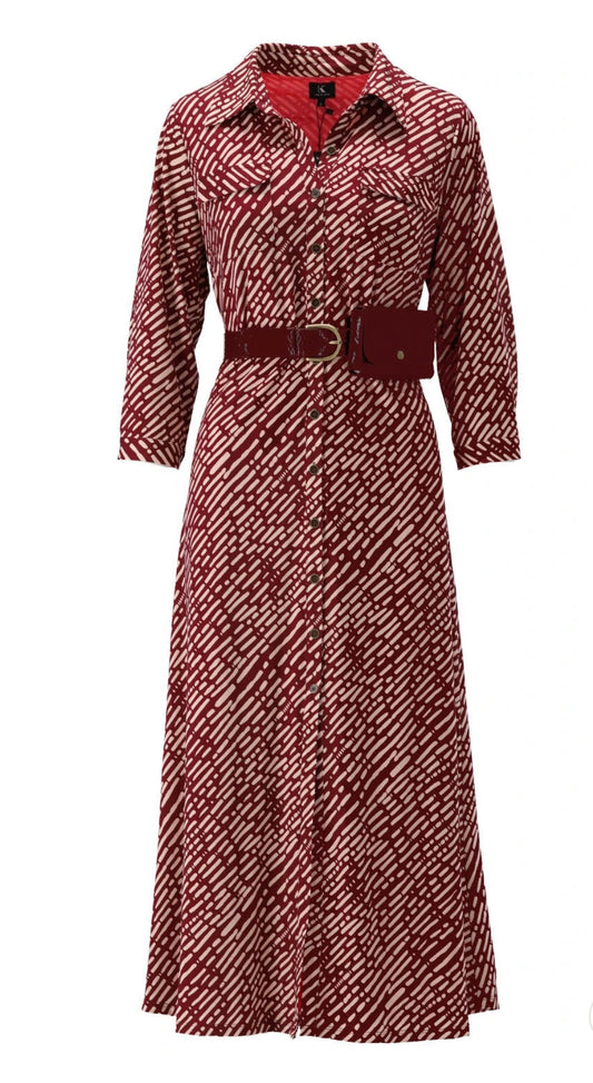 Midi dress met aparte riem T100