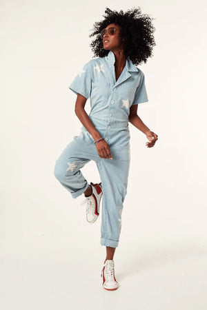 K-Design - Jumpsuit in jeans met sterren (W421)